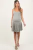 Light Olive Solid Ribbed Knitted Adjustable Strap Sleeveless Maternity Mini Dress sold by Pinkblush