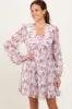 Cream Floral Chiffon Plisse Mini Dress sold by Pinkblush