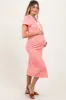 Pink Striped Button Down Maternity Midi Dress sold by Pinkblush