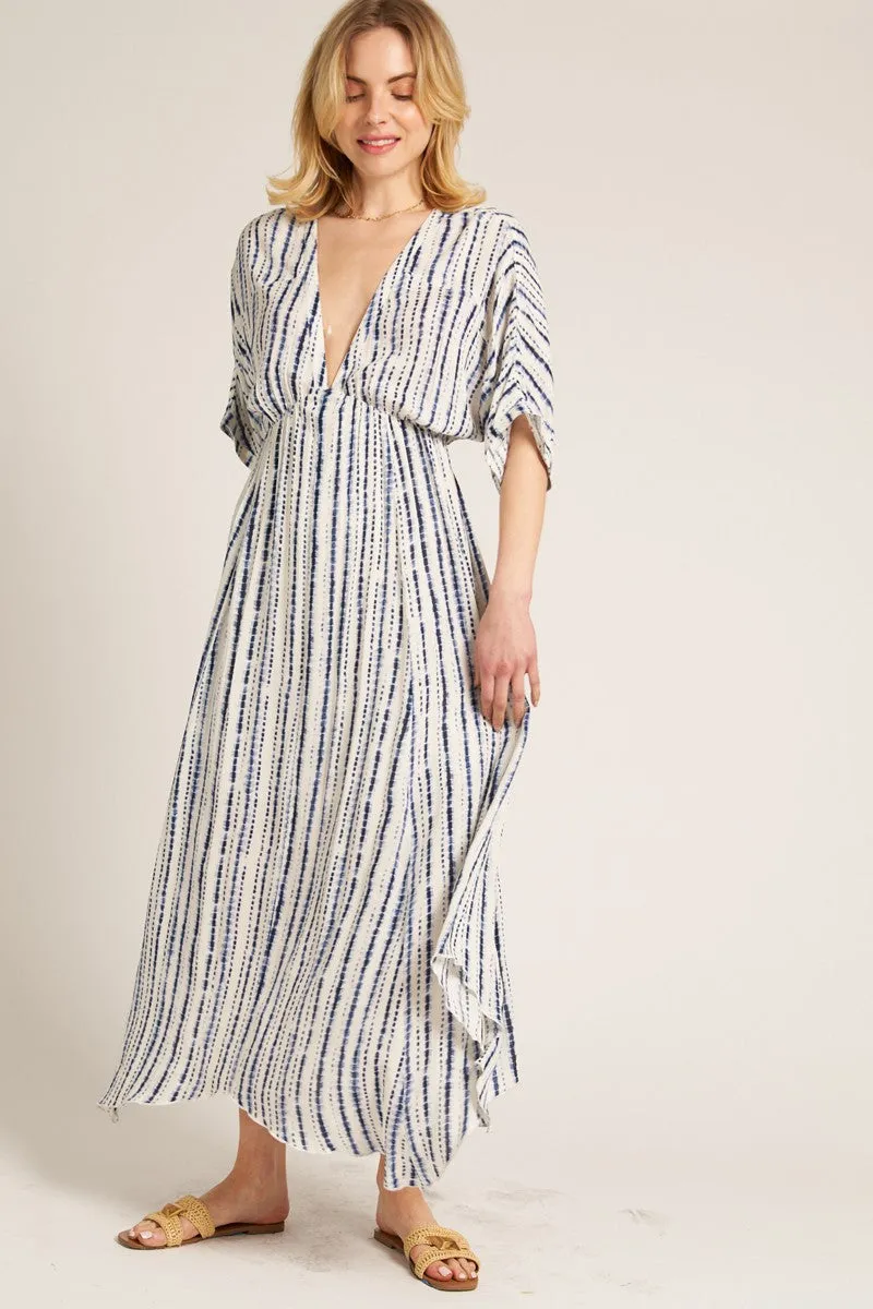Navy Printed Deep V-Neck Midi Dress sold by Pinkblush product image thumbnail 2