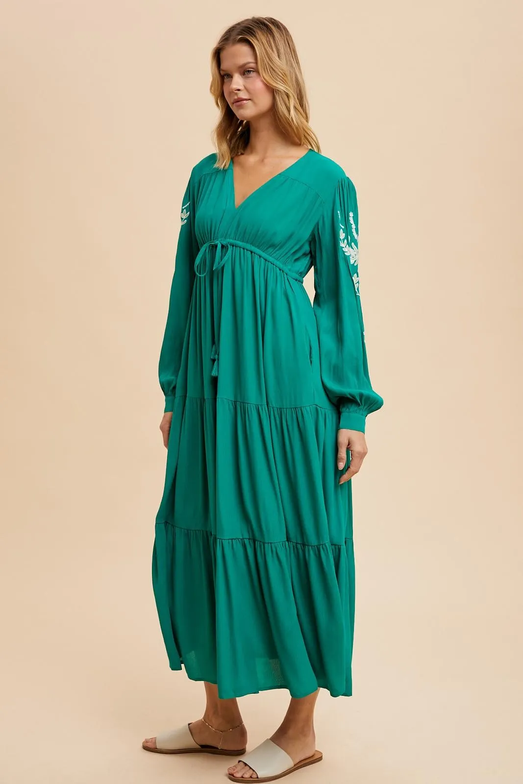 Jade Embroidered Long Sleeve Maxi Dress sold by Pinkblush product image thumbnail 3