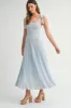 Light Blue Textured Knit Shoulder Tie Midi Dress sold by Pinkblush
