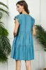 Blue Flutter Sleeve Tiered Dress sold by Pinkblush