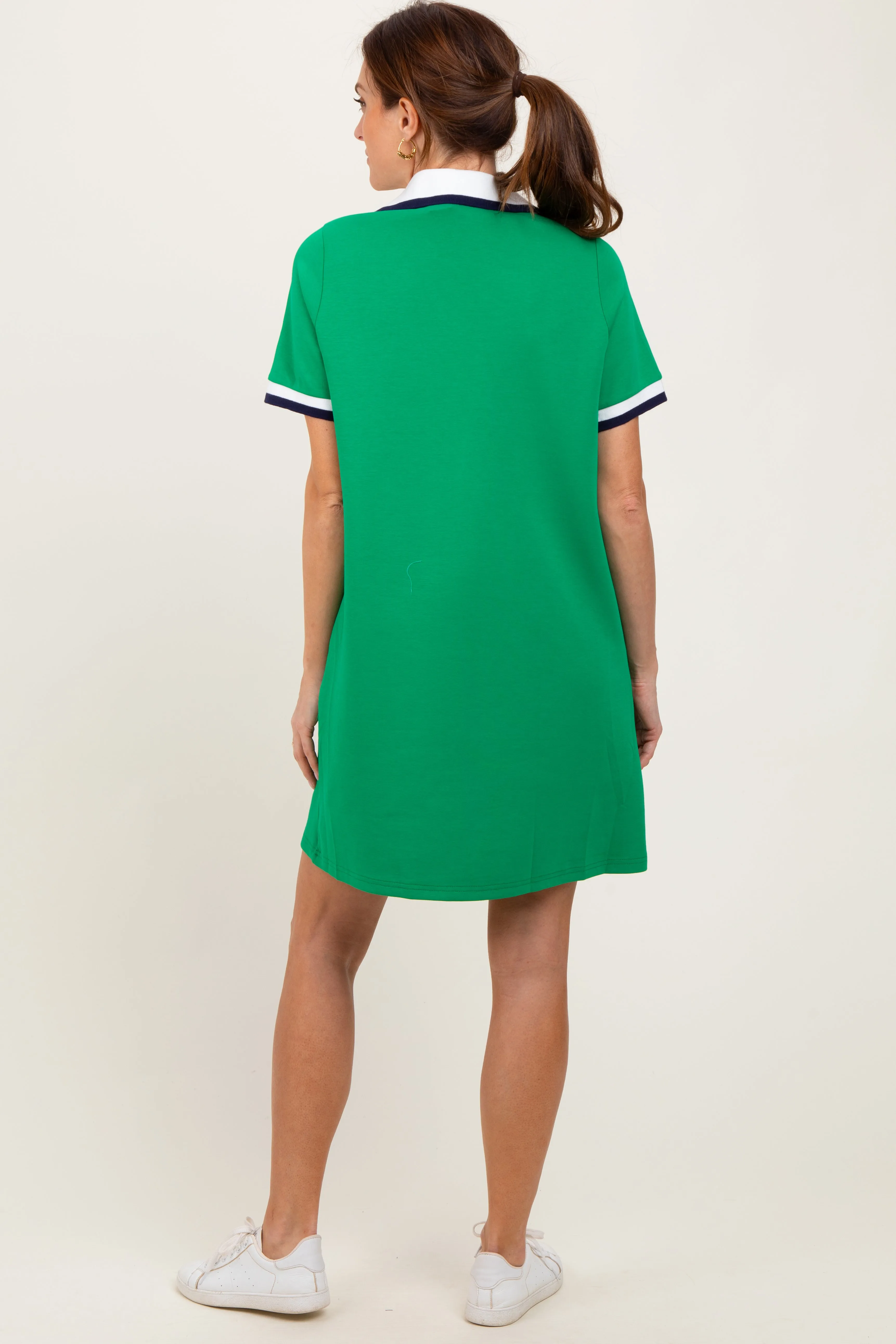 Green Contrast Trim Mini Polo Dress sold by Pinkblush product image thumbnail 4