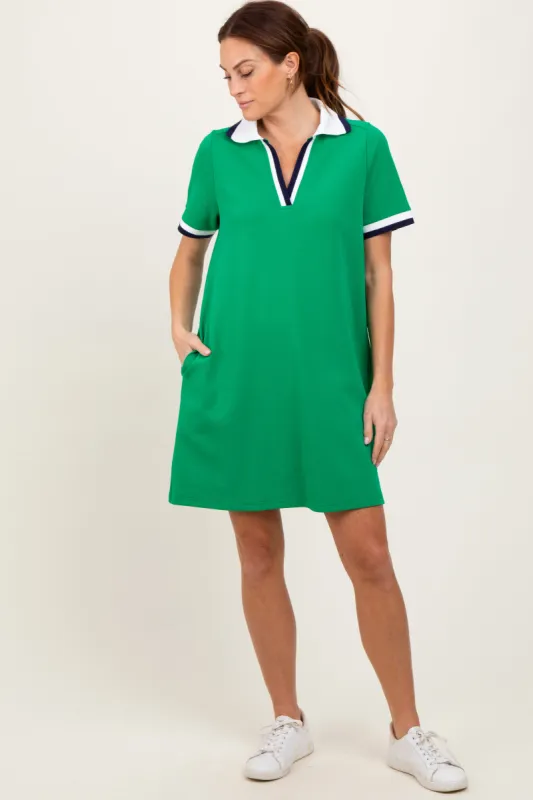 Green Contrast Trim Mini Polo Dress sold by Pinkblush