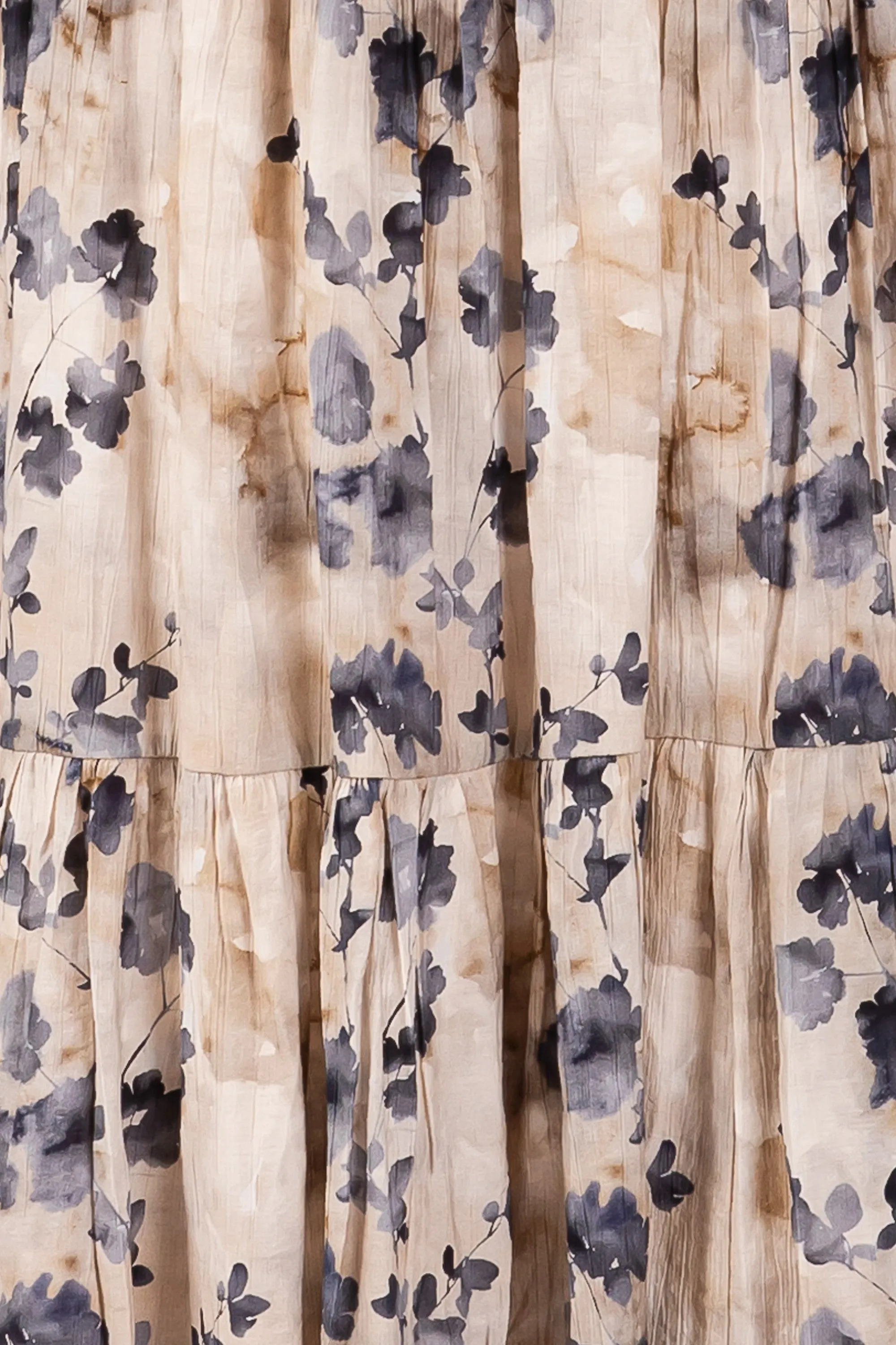 Cream Watercolor Floral Tiered Midi Skirt sold by Pinkblush product image thumbnail 4