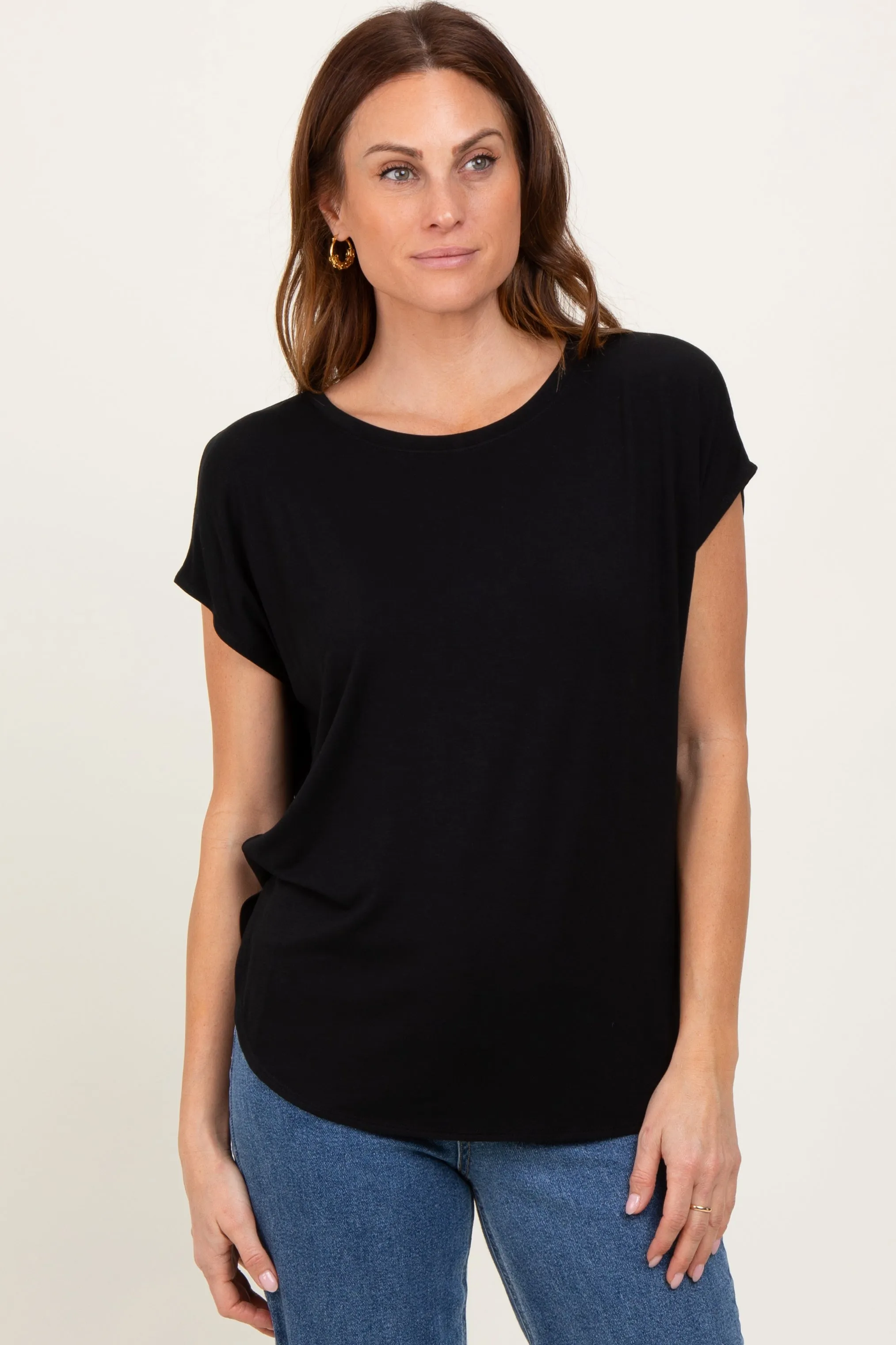 Black Dolman Sleeve Round Neck Top sold by Pinkblush