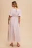 Light Pink Embroidered Shirred Puff Sleeve Maxi Dress sold by Pinkblush