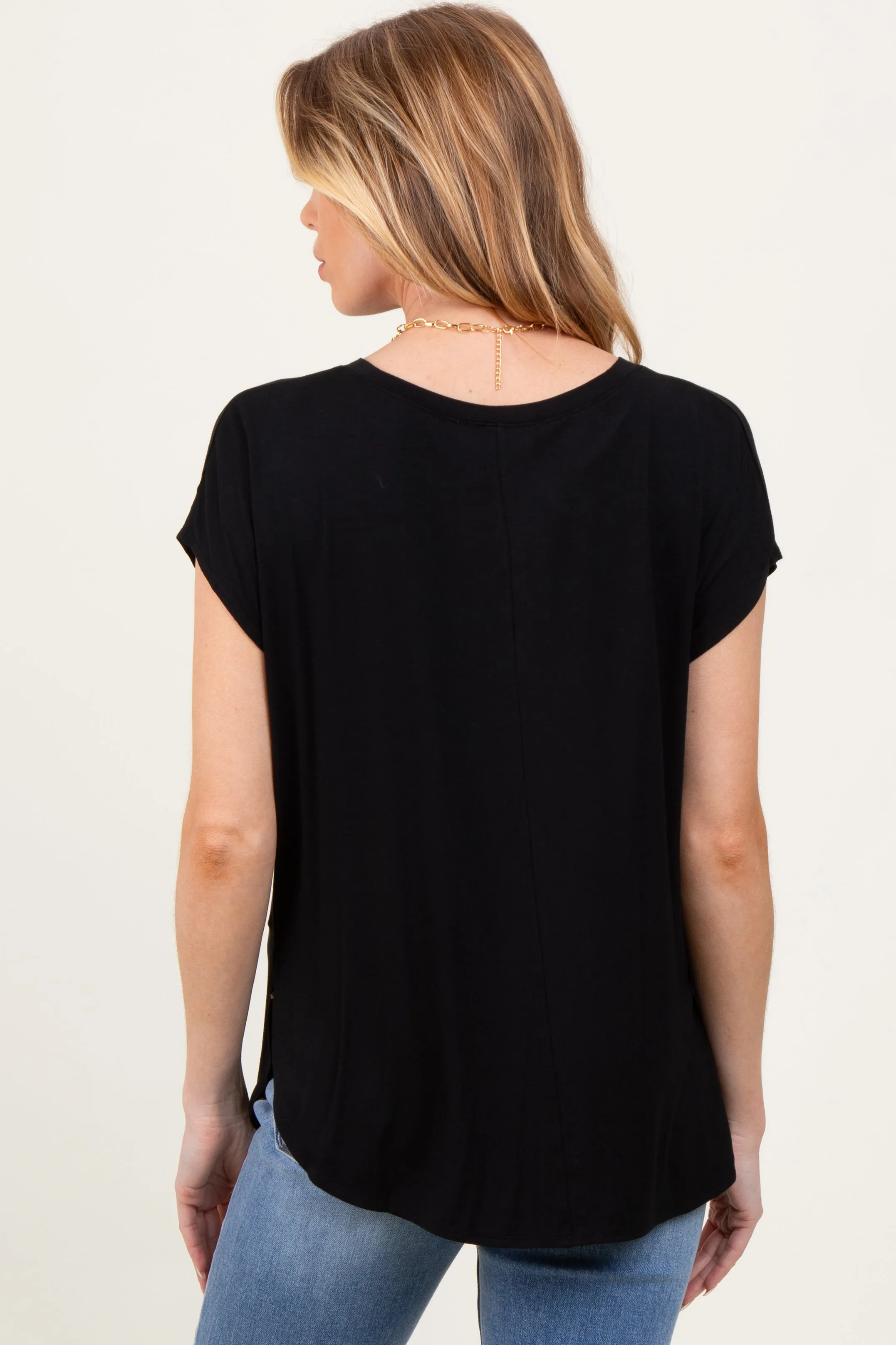 Black Dolman Sleeve Round Neck Maternity Top sold by Pinkblush product image thumbnail 2