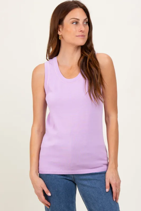 Lavender Knit Piping Detail Sleeveless Top sold by Pinkblush