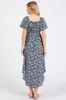 Navy Blue Floral Ruched Tie Front Midi Dress sold by Pinkblush