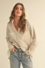 Dark Yellow Striped Double Pocket Button Down Top sold by Pinkblush