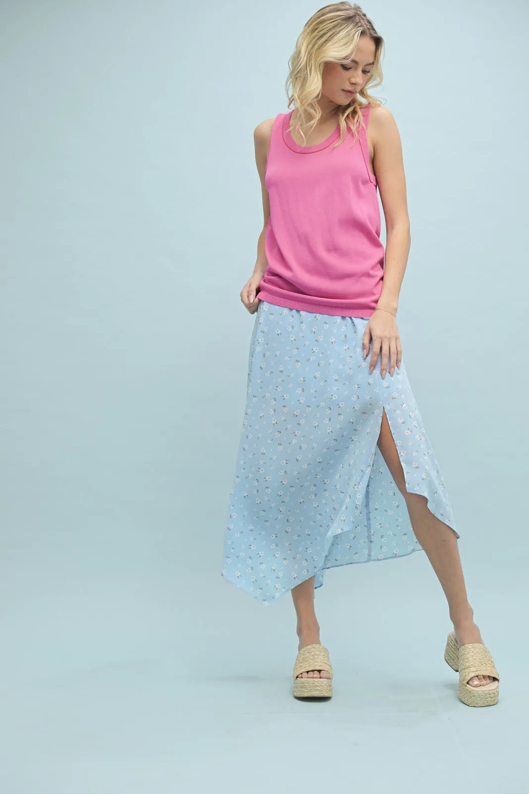 Fuchsia Knit Piping Detail Sleeveless Top sold by Pinkblush product image thumbnail 2