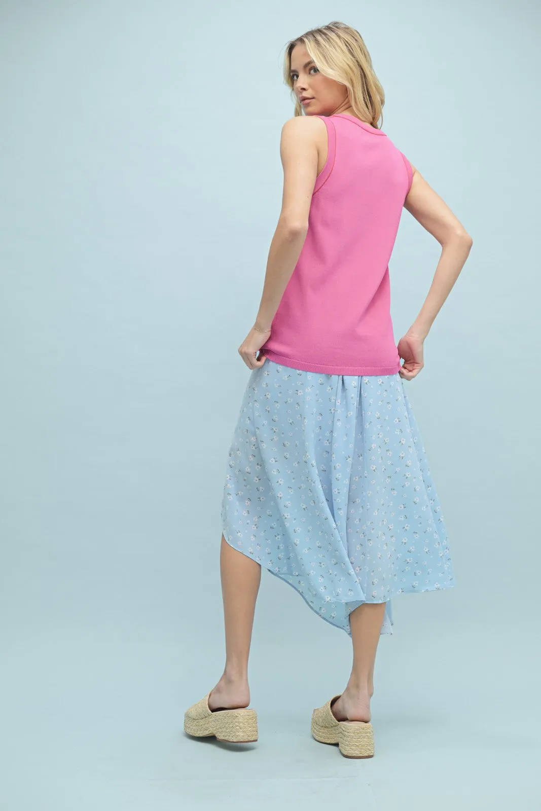 Fuchsia Knit Piping Detail Sleeveless Top sold by Pinkblush product image thumbnail 4