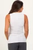 Beige Ribbed Sleeveless Mock Neck Maternity Top sold by Pinkblush