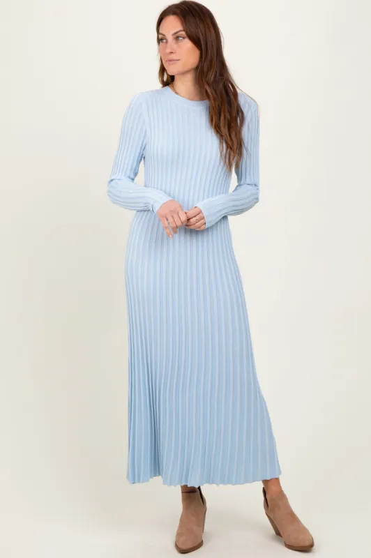 Light Blue Thick Ribbed Knit Maxi Sweater Dress sold by Pinkblush