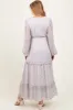 Ivory Floral Chiffon V-Neck Ruffle Tiered Maternity Maxi Dress sold by Pinkblush