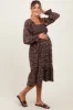 Black Floral Smocked Velvet Back Tie Maternity Midi Dress sold by Pinkblush