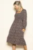 Black Floral Smocked Velvet Back Tie Maternity Midi Dress sold by Pinkblush