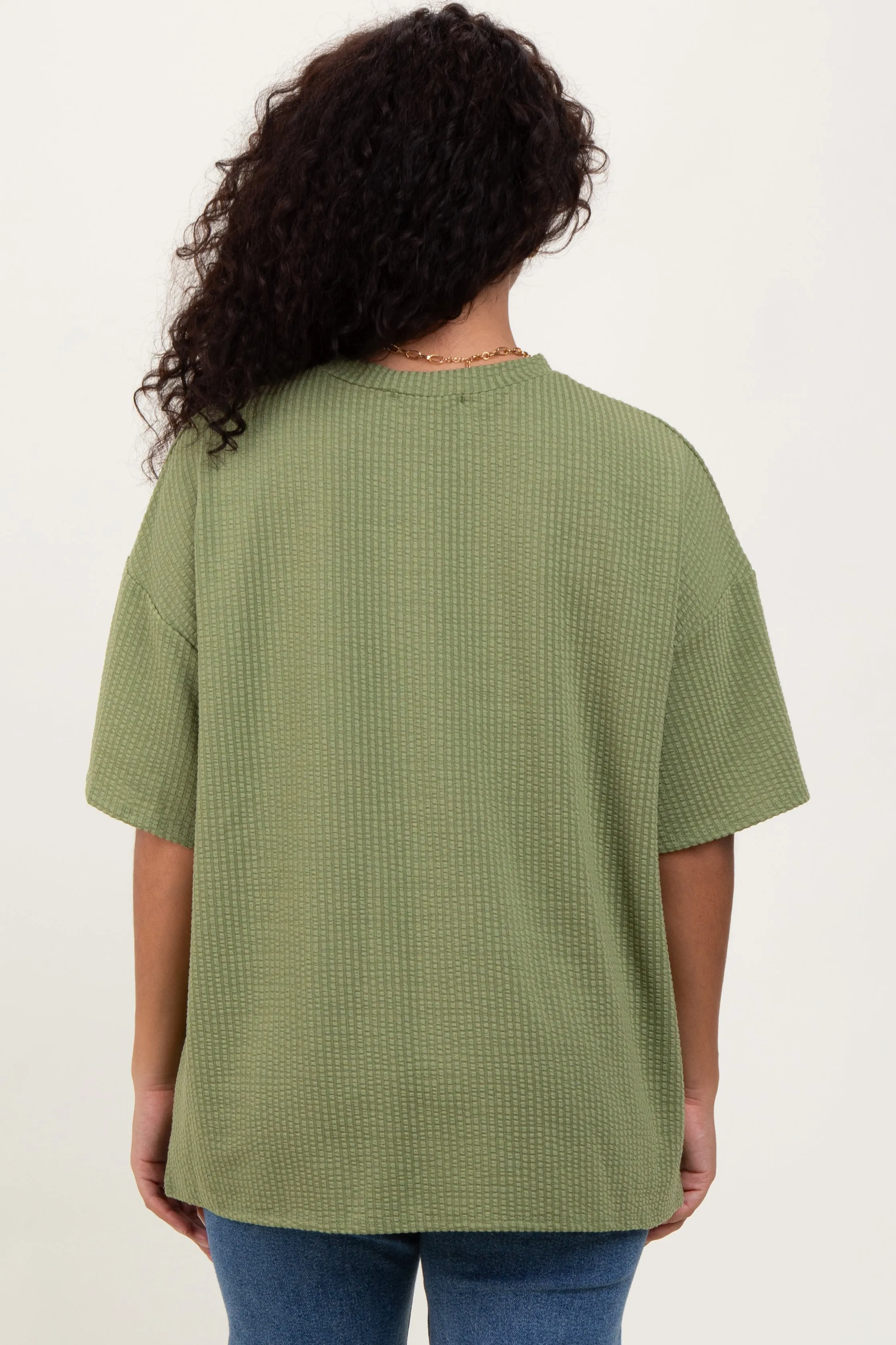 Olive Ribbed Short Sleeve Top sold by Pinkblush product image thumbnail 4
