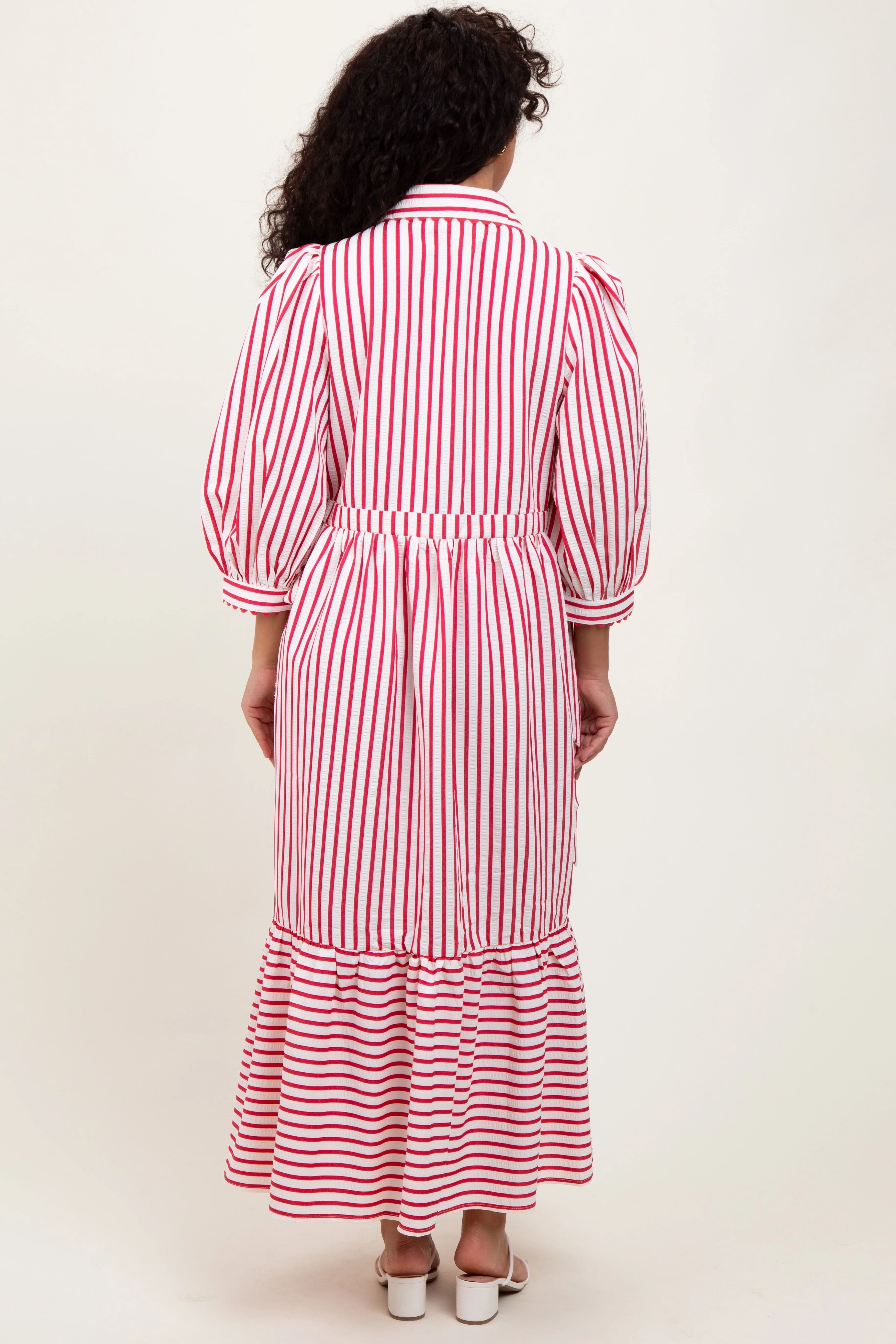 Red Striped Collar Maxi Dress sold by Pinkblush product image thumbnail 2