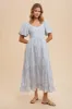 Light Blue Floral Sweetheart Maxi Dress sold by Pinkblush