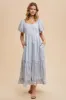 Light Blue Floral Sweetheart Maxi Dress sold by Pinkblush