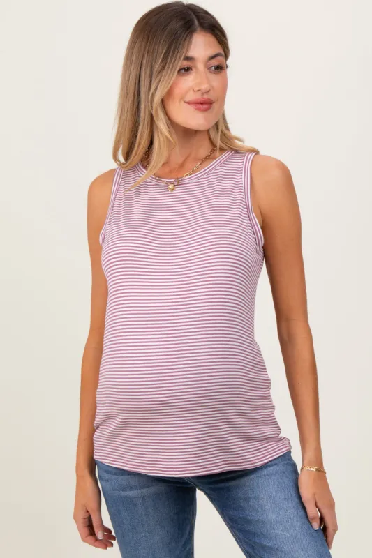 Lavender Striped Maternity Tank Top sold by Pinkblush