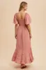 Mauve Smocked Cotton Flutter Sleeve Maxi Dress sold by Pinkblush