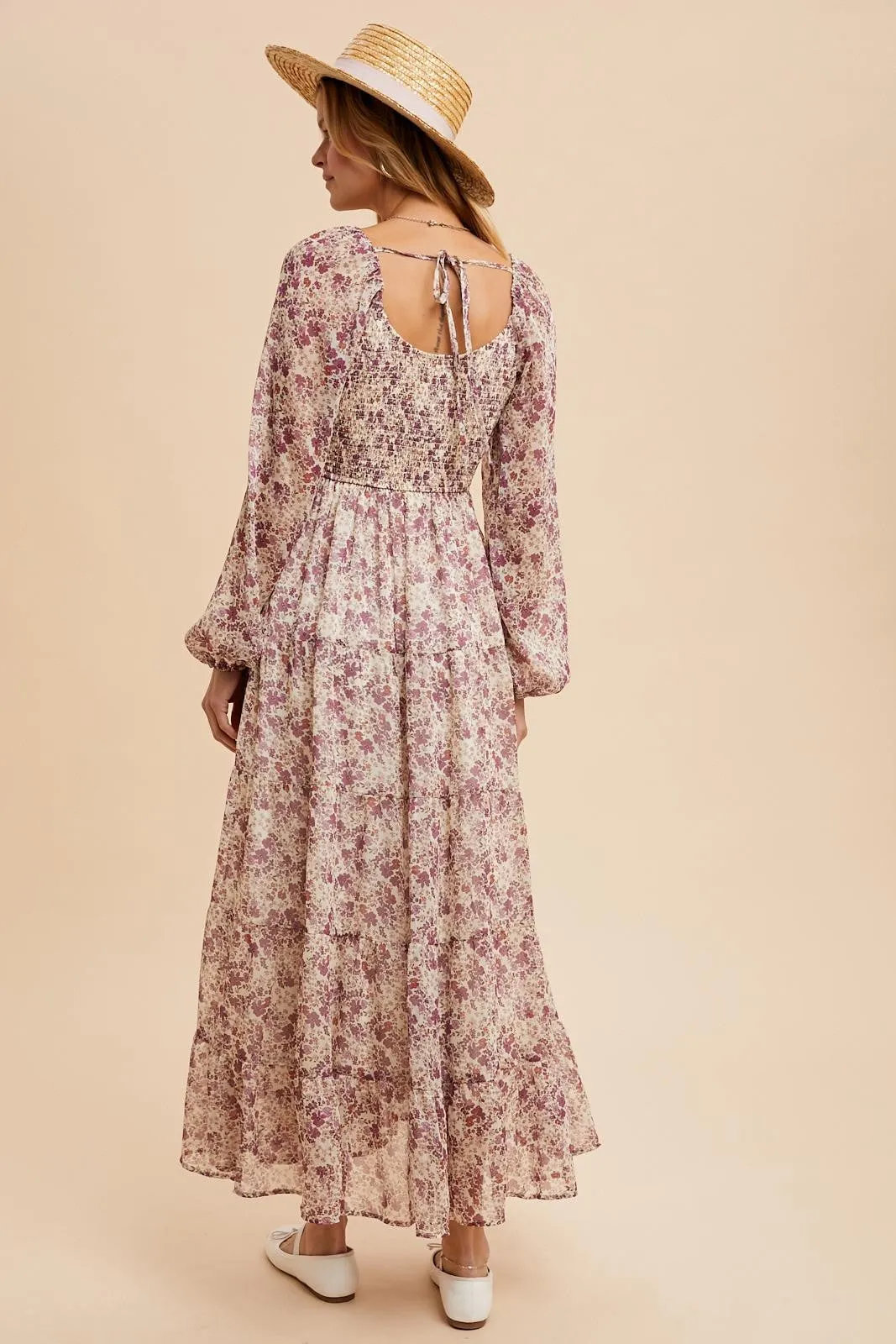Mauve Floral Floral Chiffon Maxi Dress sold by Pinkblush product image thumbnail 4