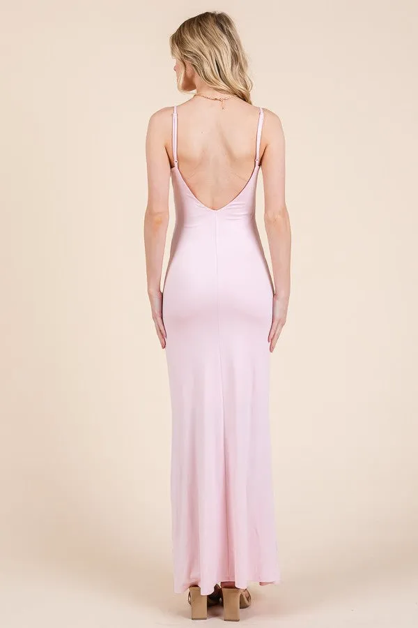 Light Pink Backless Fishtail Sleeveless Maxi Dress sold by Pinkblush product image thumbnail 3
