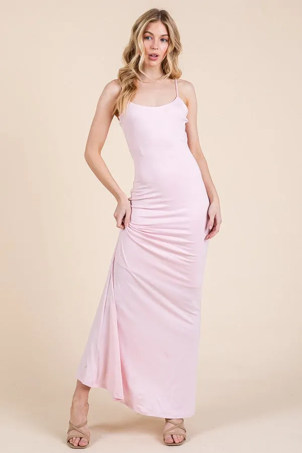 Light Pink Backless Fishtail Sleeveless Maxi Dress sold by Pinkblush
