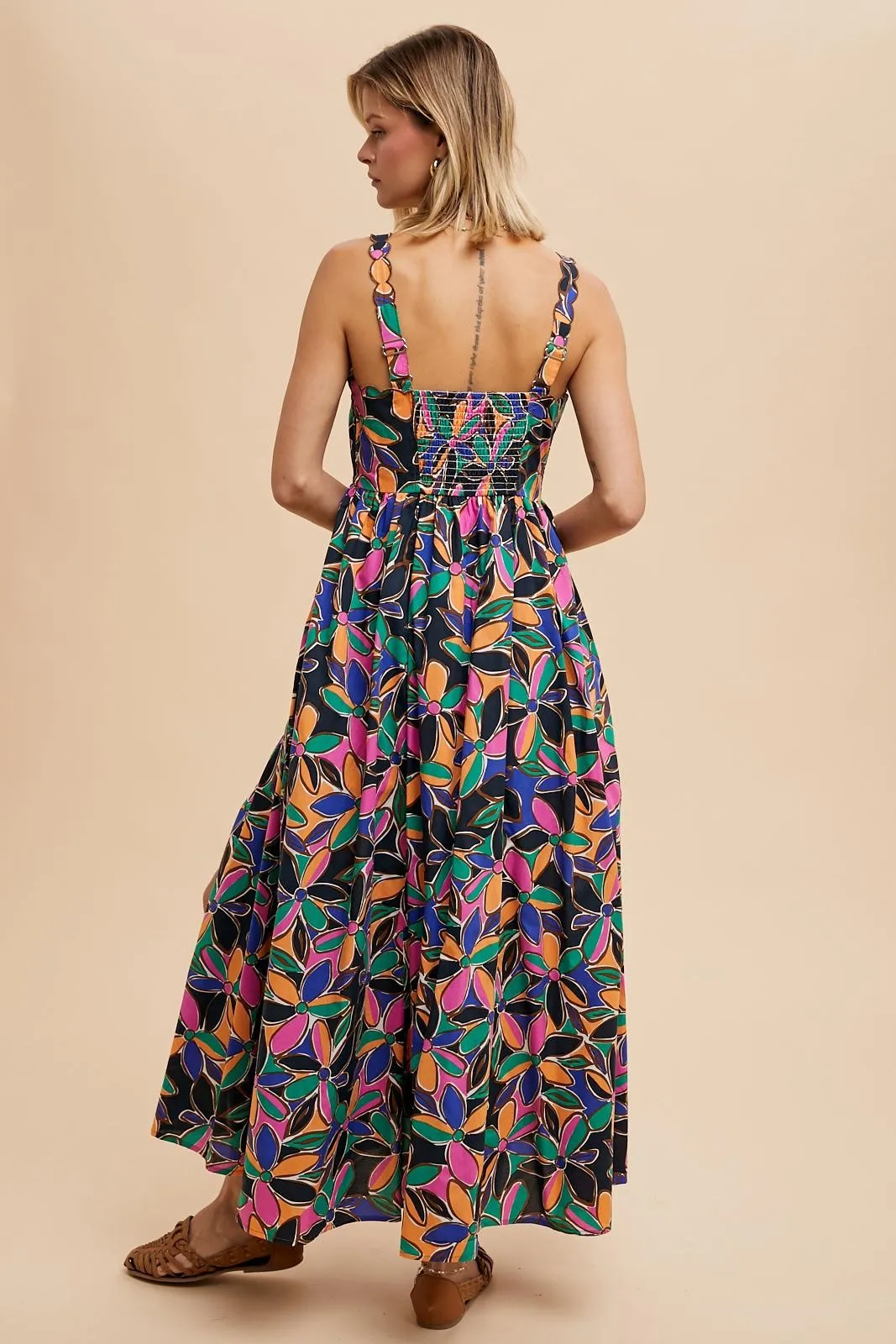 Multi Color Floral Bold Print Cotton Maxi Dress sold by Pinkblush product image thumbnail 4