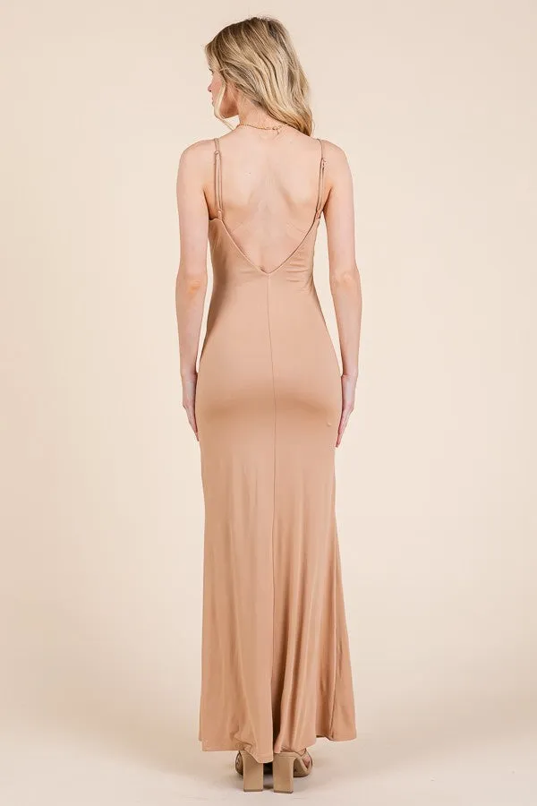 Beige Backless Fishtail Sleeveless Maxi Dress sold by Pinkblush product image thumbnail 3