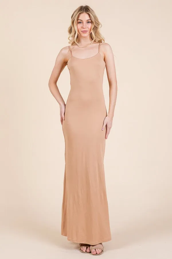 Beige Backless Fishtail Sleeveless Maxi Dress sold by Pinkblush