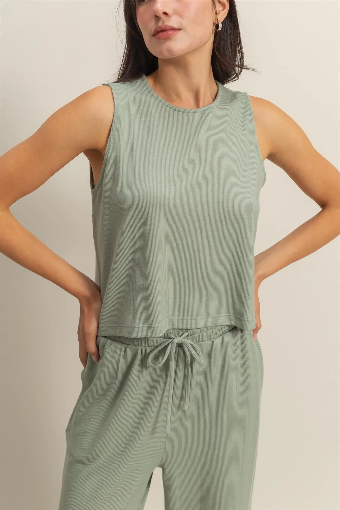 Sage Sleeveless Top And Wide Leg Pants Maternity Set sold by Pinkblush product image thumbnail 5