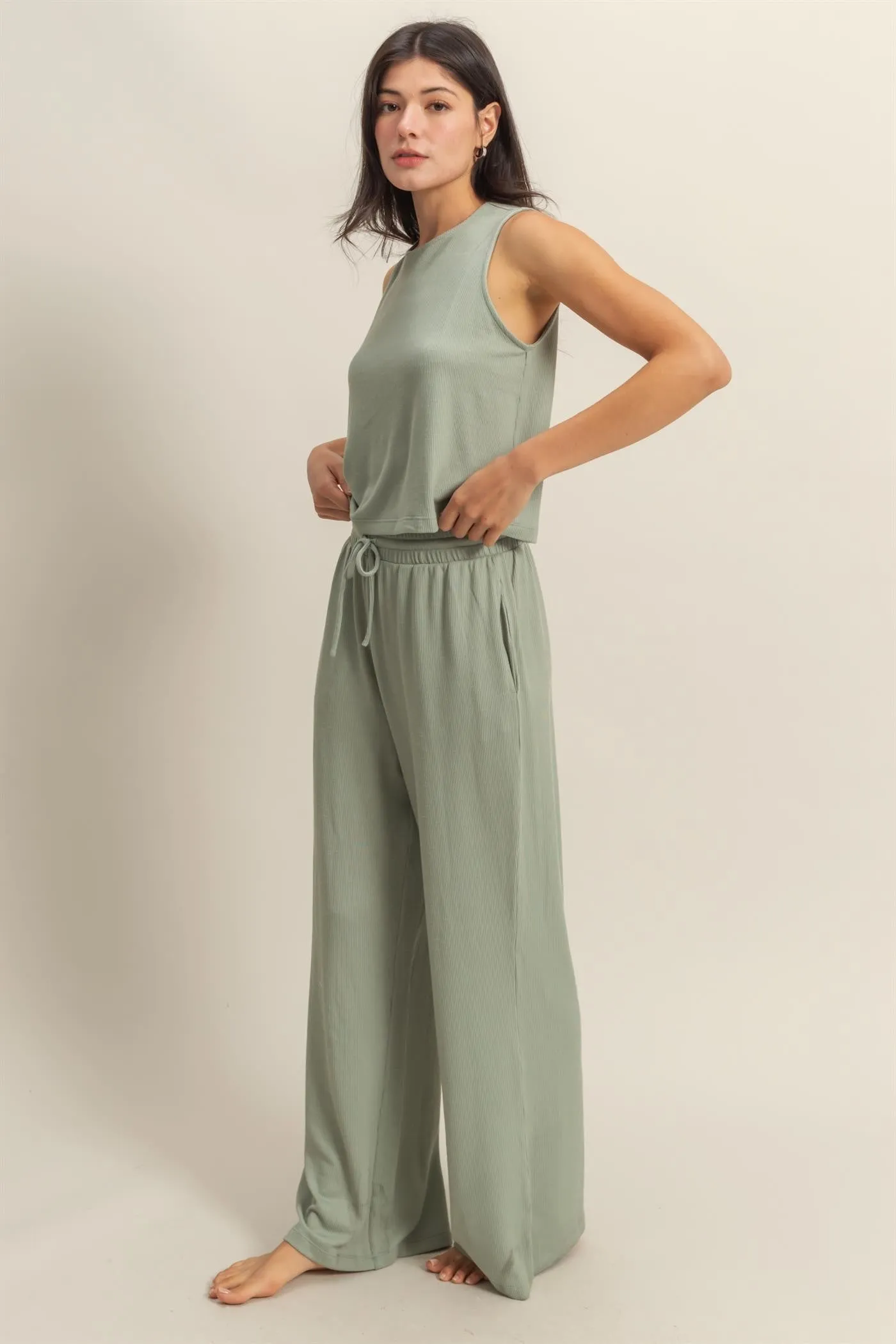 Sage Sleeveless Top And Wide Leg Pants Maternity Set sold by Pinkblush product image thumbnail 2