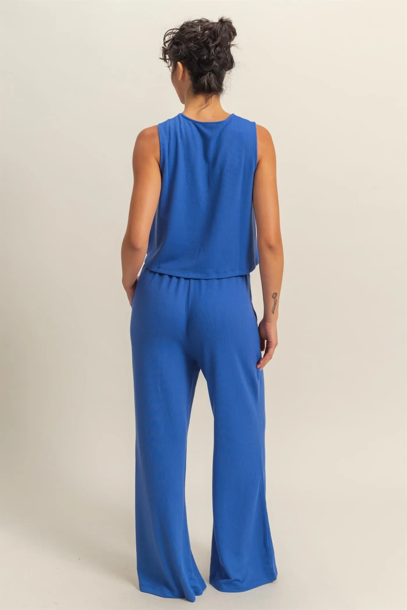 Royal Blue Sleeveless Top And Wide Leg Pants Maternity Set sold by Pinkblush product image thumbnail 3