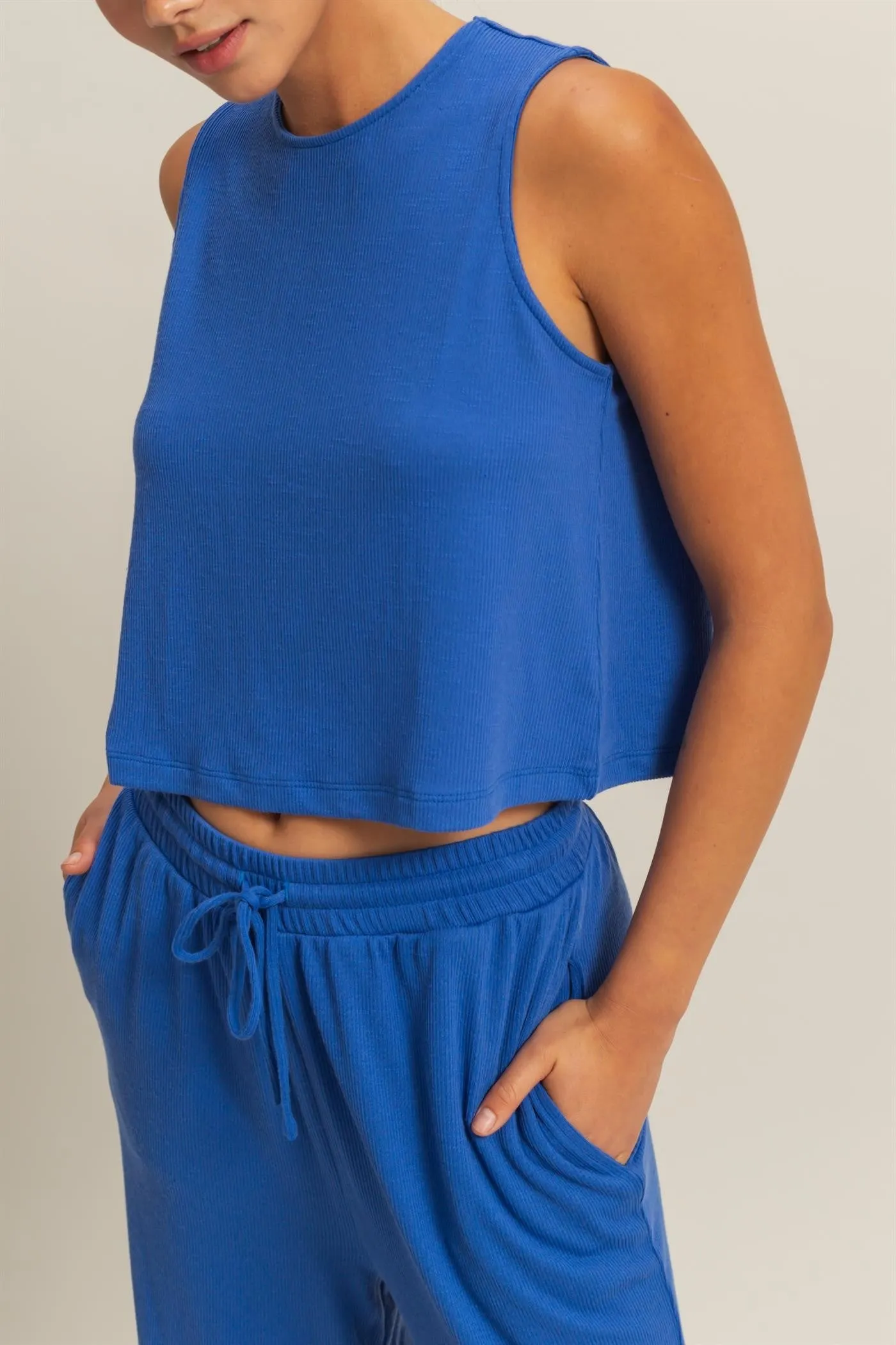 Royal Blue Sleeveless Top And Wide Leg Pants Maternity Set sold by Pinkblush product image thumbnail 4