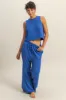 Royal Blue Sleeveless Top And Wide Leg Pants Maternity Set sold by Pinkblush