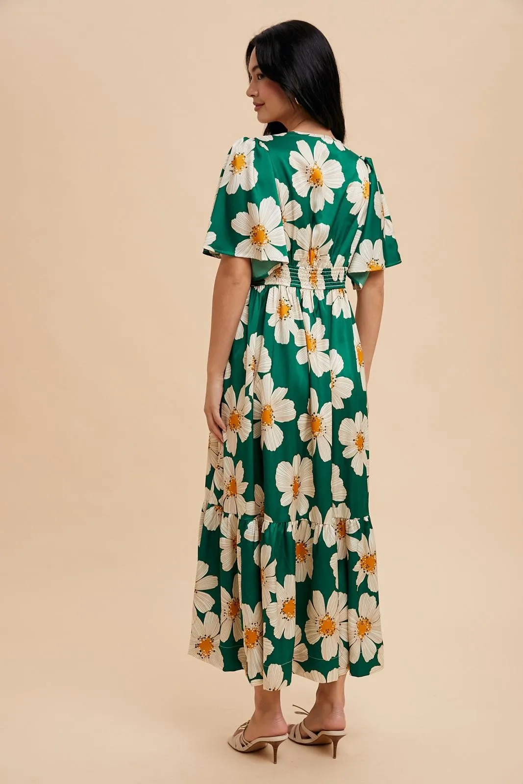 Emerald Notched Collar Floral Button Down Maxi Dress sold by Pinkblush product image thumbnail 4