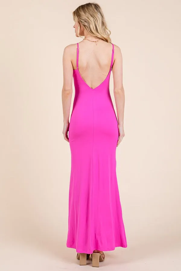 Fuchsia Backless Fishtail Sleeveless Maxi Dress sold by Pinkblush product image thumbnail 3