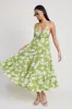 Lime Floral Front Tie Tiered Midi Dress sold by Pinkblush