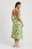 Lime Floral Front Tie Tiered Midi Dress sold by Pinkblush