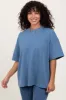 Blue Ribbed Short Sleeve Top sold by Pinkblush