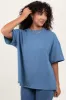 Blue Ribbed Short Sleeve Top sold by Pinkblush