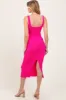 Fuchsia Ribbed Front Tie Sleeveless Maternity Midi Dress sold by Pinkblush