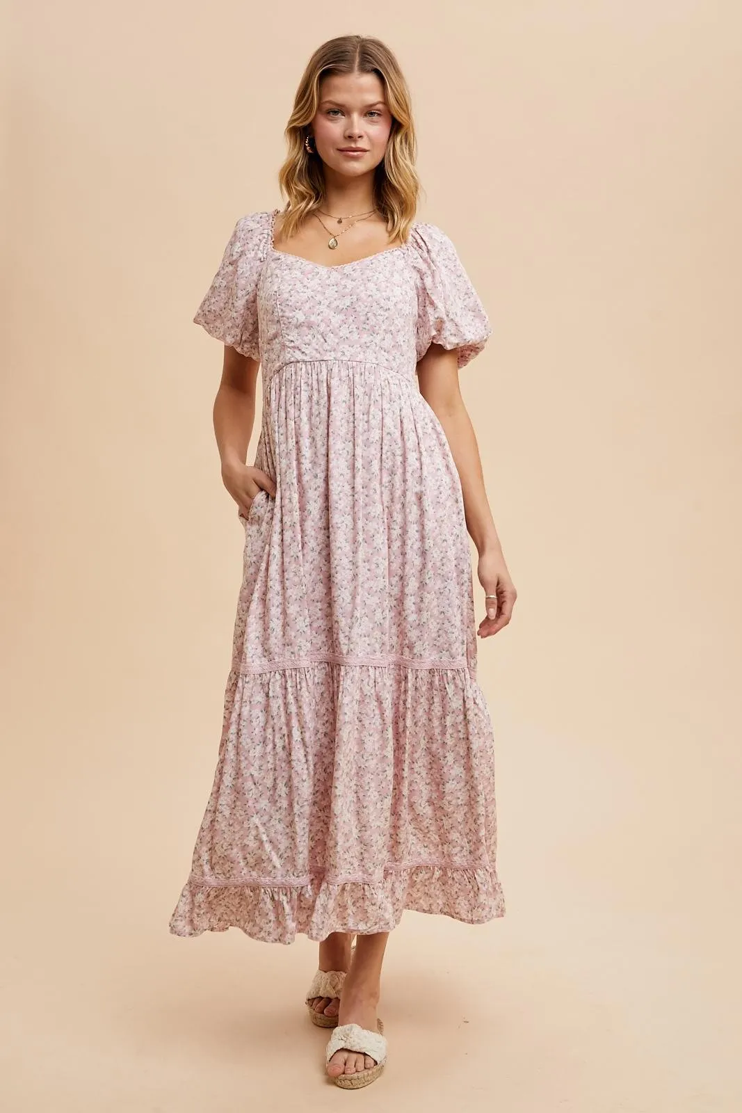 Light Pink Floral Sweetheart Maxi Dress sold by Pinkblush product image thumbnail 2