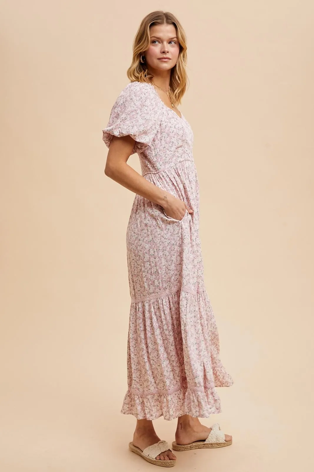 Light Pink Floral Sweetheart Maxi Dress sold by Pinkblush product image thumbnail 3