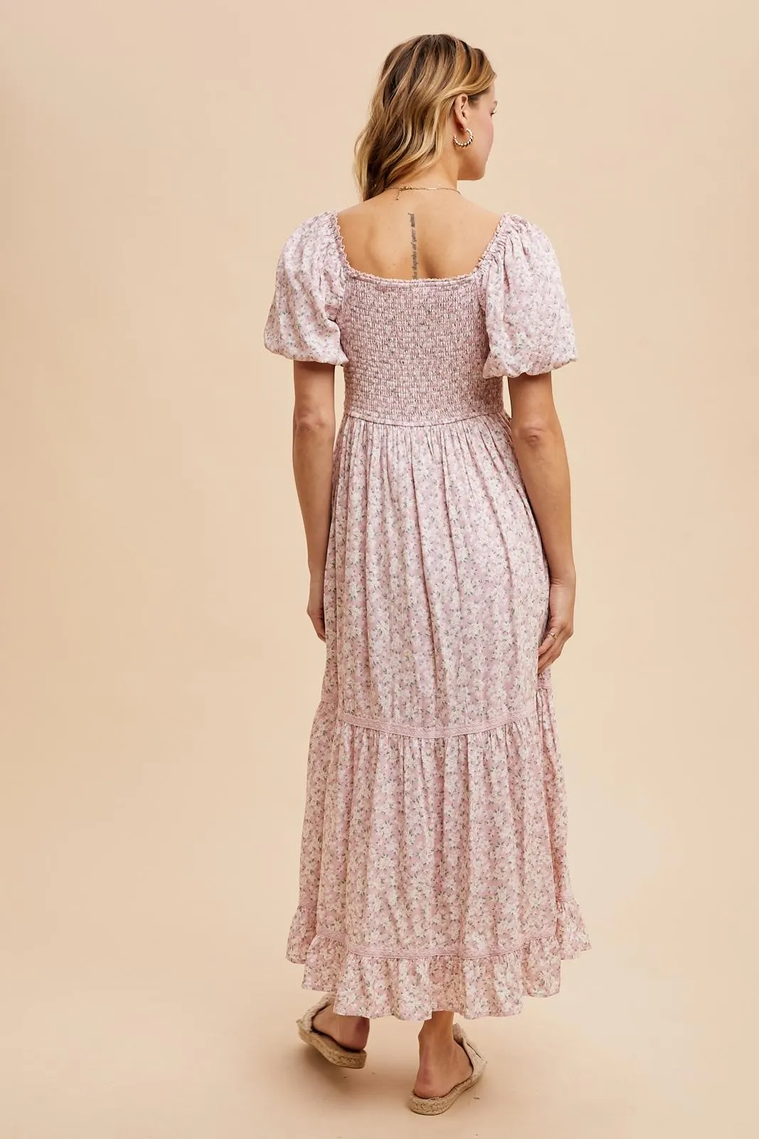 Light Pink Floral Sweetheart Maxi Dress sold by Pinkblush product image thumbnail 4